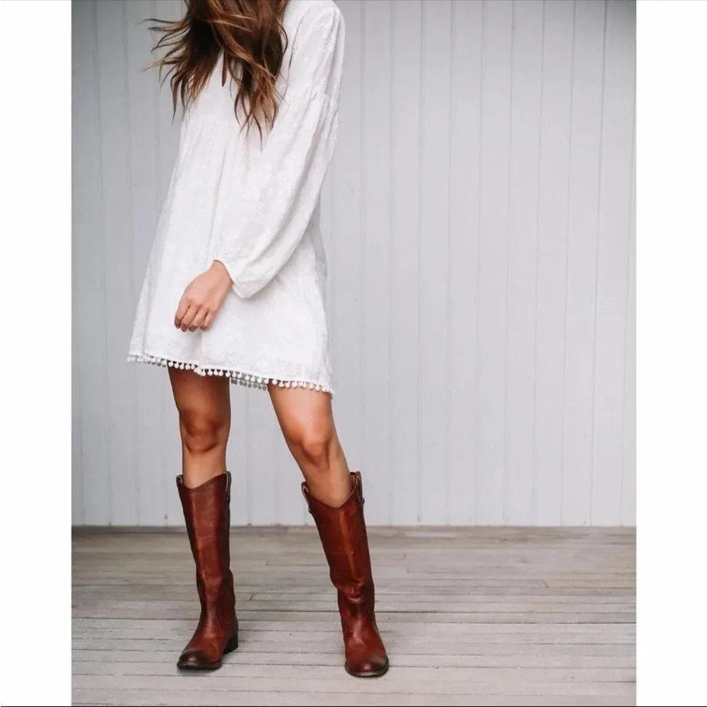 Frye Melissa Button 2 Redwood Leather Tall Boots - Picture 5 of 15